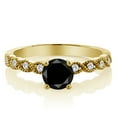 thumbnail image 2 of Gem Stone King 18K Yellow Gold Plated Silver Ring Round Black Diamond and Moissanite (1.17 Cttw, Size 6), 2 of 2