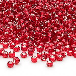 100g size 11 8 and 6 Transparent Red Seed Beads 