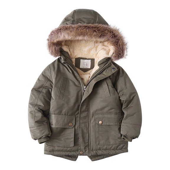 Hueook Toddler Baby Grils Boy Kids Winter Coats Zipper Cute Ear Zipper Solid Thick Hooded Coat Warm Outwear Children Suit On Clearance