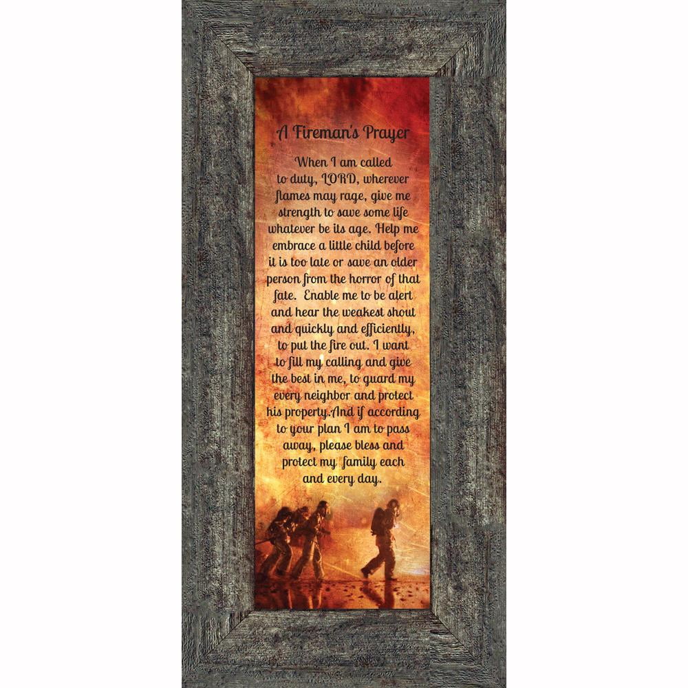 Firefighter Gifts for Men and Women, Fire Academy Graduation Gift, Fire Fighter Gifts or Firehouse Decor, A Fireman's Prayer Framed Wall Art for Home or Fire Station, 7361CH