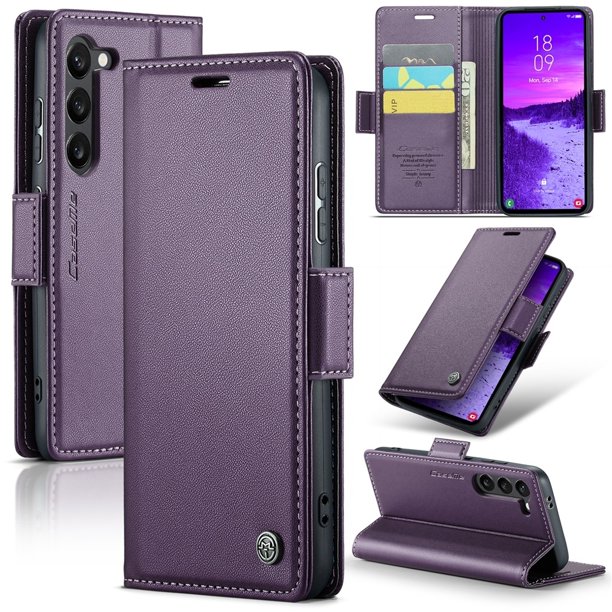 CaseMe Funda de Cuero para Samsung Galaxy S24 5G con Bloqueo RFID, para Samsung Galaxy S24 5G Funda para Mujer y Hombre, Tarjetero con Cierre Magnético, Funda Tipo Folio para Samsung Galaxy S24 5G