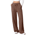 thumbnail image 2 of ManxiVoo Women's Autumn Winter Casual Pants with Side Pockets Comfort Stretch Trousers L Size Brown, 2 of 4