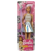 Barbie Pop Star Doll Dressed In Iridescent Skirt with Microphone and Long Pink Hair