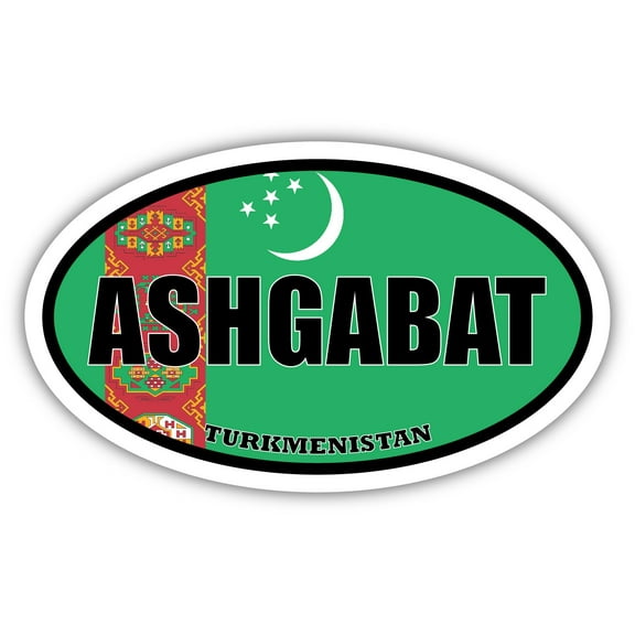 Ashgabat Turkmenistan Flag Oval Decal Vinyl Bumper Sticker 3x5 inches