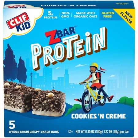 CLIF Kid Zbar Protein Granola Bars Gluten Free Cookies N Crème 5 Ct 1.27 oz