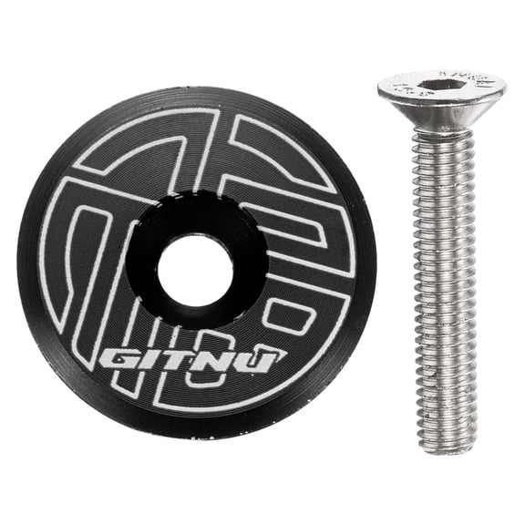 1 1/4" Bicycle Headset Top Cap Cover Aluminum Alloy Cycling Headset Stem with M6 Bolt for Mountain Bike Road MTB, Black