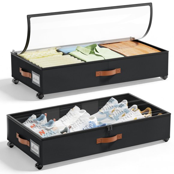 LAMU Under Bed Storage with Wheels, 2 Pack Under