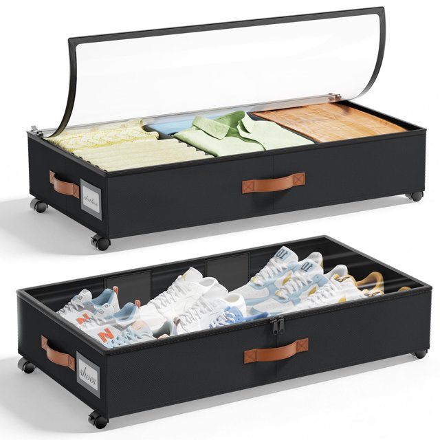 LAMU Rangement sous le Lit avec Roues, Lot de 2 sous