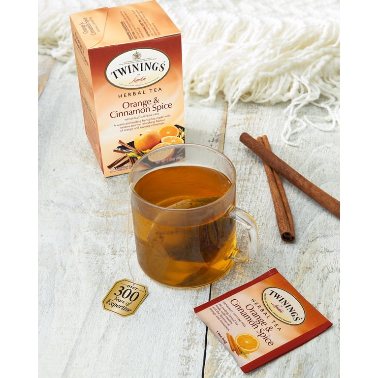 twins出品茶 Twinings Orange Cinnamon and Spice Herbal Tea Bags, 20ct - Walmart.com