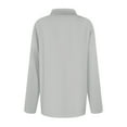 thumbnail image 4 of Women's Long Sleeve Tops V Neck Button Polo Shirts Casual Basic Tees Blouse Light Gray 2XL, 4 of 6