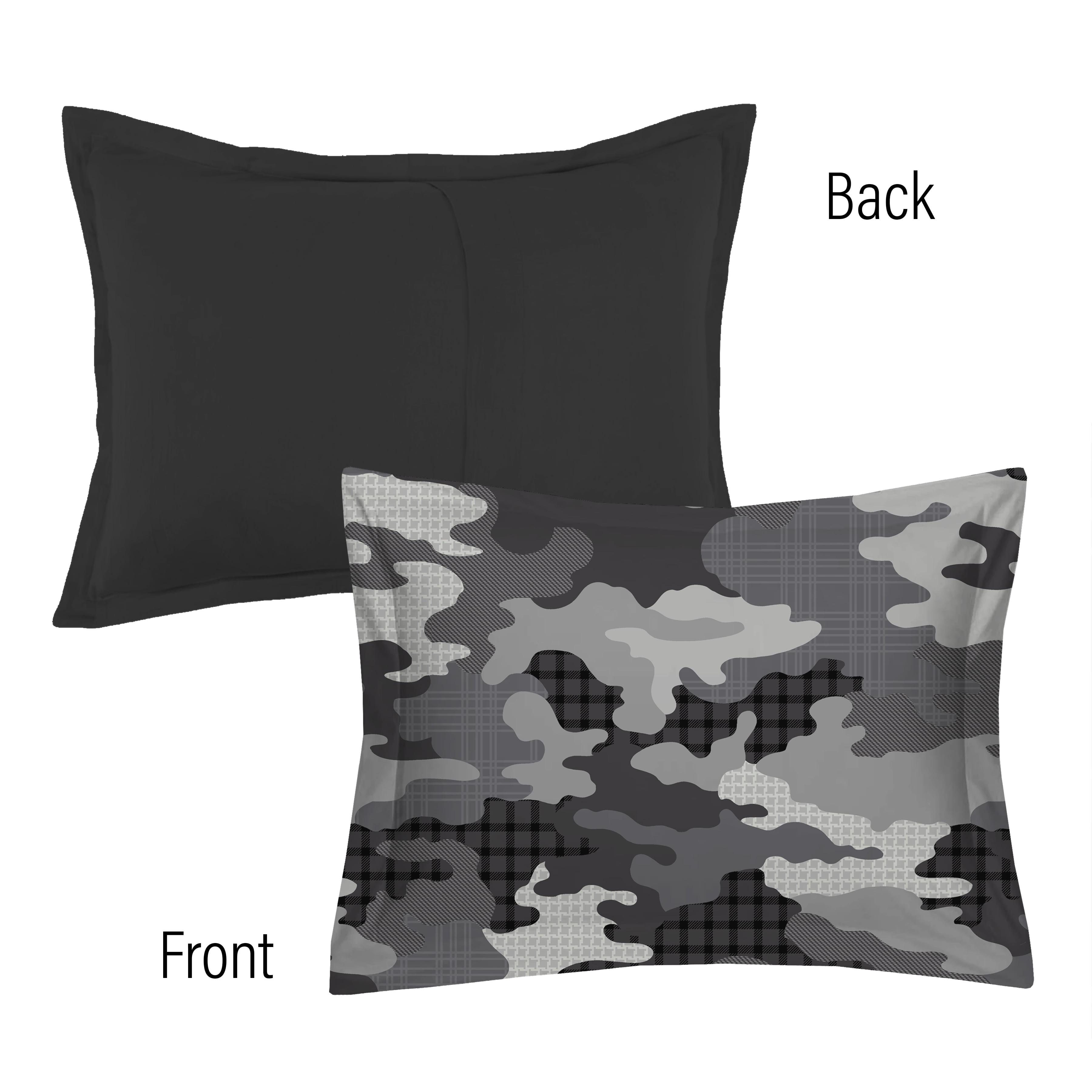 Your Zone 7-Piece Gray Camouflage Bedding Set for Kids with Storage Bag, Full