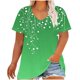 thumbnail image 2 of Camisetas Casuales de las Mujeres Más Tamaño V-Cuello Impresión Manga Corta Color Sólido Base de Verano Superior, Ligero para Diario, 2 of 9
