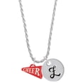 thumbnail image 1 of Delight Jewelry Acrylic 3/4" Red Cheer Megaphone Silvertone Script Initial Disc - Z - Charm Necklace, 20"+3", 1 of 4