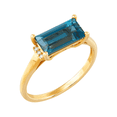 thumbnail image 2 of Women's Welry Natural Baguette-Cut London Blue Topaz Ring with Diamond Accents in 10kt Yellow Gold, 2 of 5