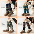 thumbnail image 2 of Women Long Leg Warmers Winter Bohemian Cover Boot Cuffs Knit Crochet Over Knee Christmas Boho, 2 of 9