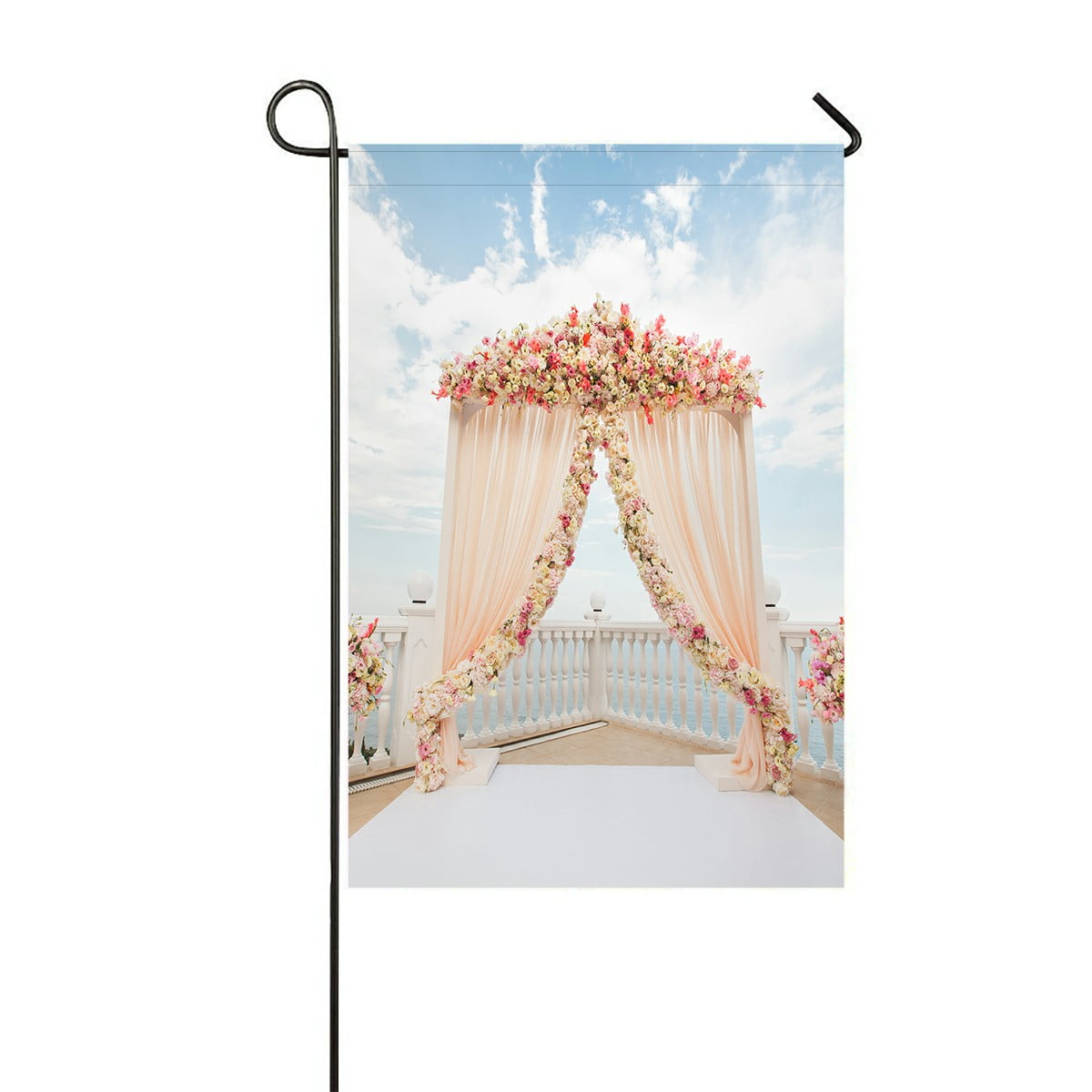 Wedding Arch Peach Color Flowers Sea Fresh Flowers Garden Flag
