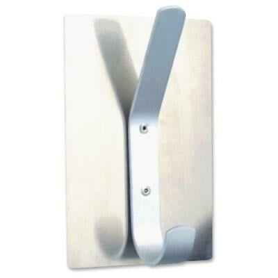 2-hook Magnetic Coat Hook - 2 Hook - 10 lb (4.54 kg) CapacityMetal, Nickel Plated Hook, Base - Satin Aluminum, Satin Aluminum