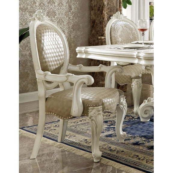 Newboti Taupe and Bone White Arm Chair with Nailhead Trim (Set of 2) 263336641418279