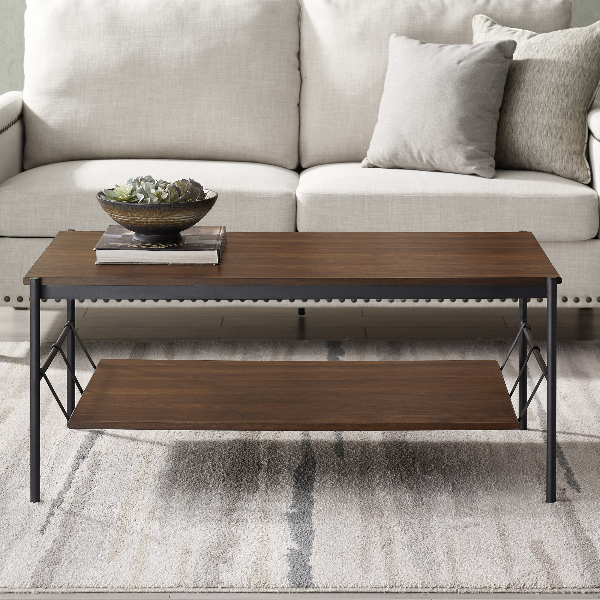 Manor Park Modern Coffee Table with Removable Shelf, Dark Walnut - image 2 of 6