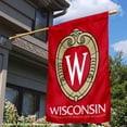 thumbnail image 4 of College Flags & Banners Co. UW Badgers Crest Logo Two Sided House Flag, 4 of 4
