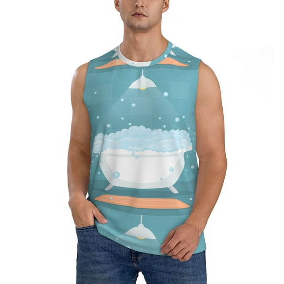 Balery Bathtub with Soap Bubbles Camisetas sin mangas para hombre, absorbe la humedad y protege contra el mal olor.-Medium