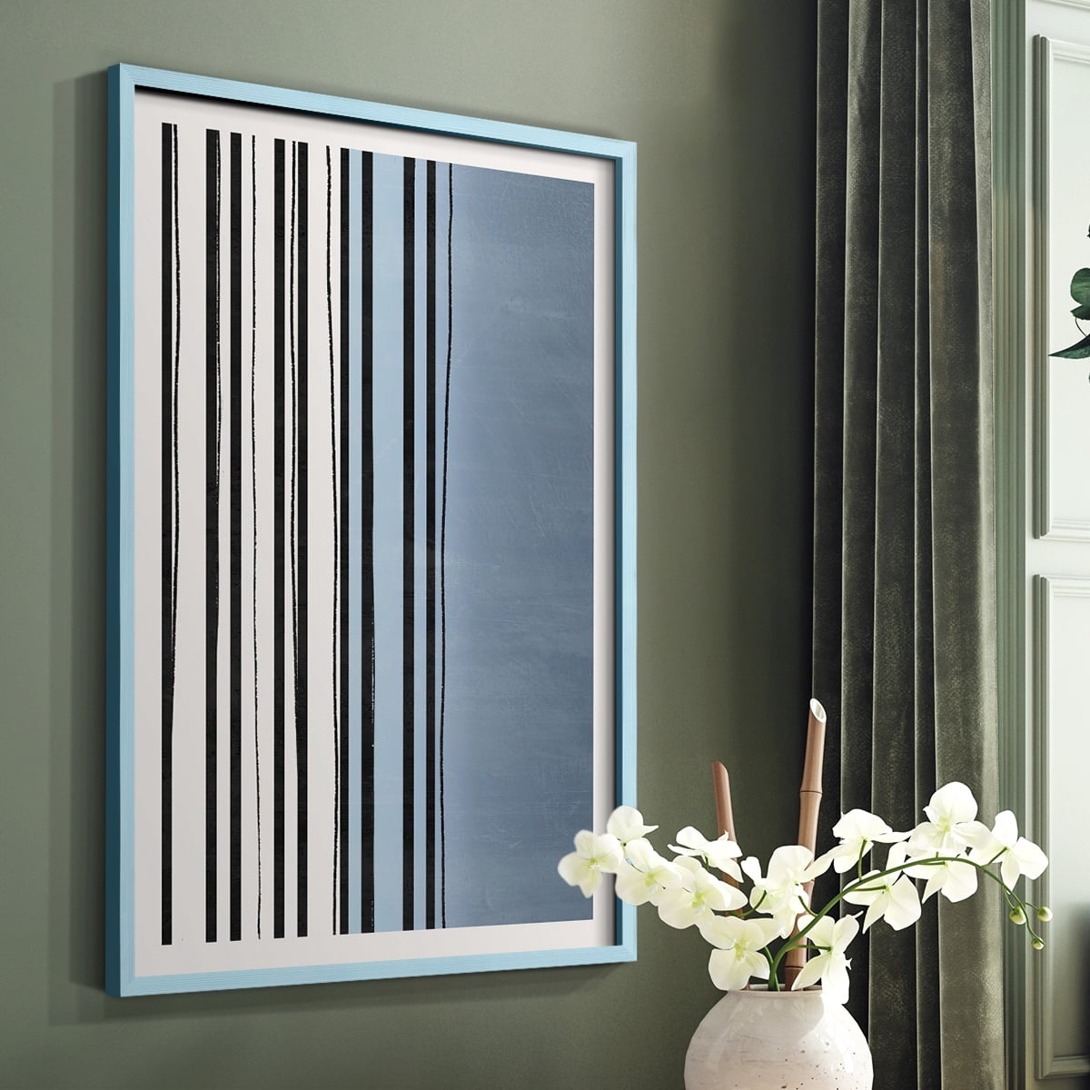 Abstracto Azul I in Paper Solid Wood 11 x 14 Framed Print