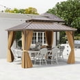 thumbnail image 1 of Costway 12 X 10 FT Hardtop Gazebo with  Netting Heavy-Duty Double-Roof Galvanized Metal Top, 1 of 10