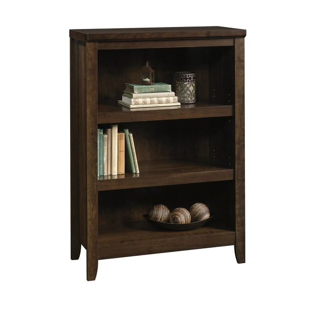 Walnut bookcase with glass doors. better homes gardens parker 3 shelf bookcase estate toffee finish