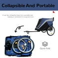 thumbnail image 4 of 2-in-1 Dog Bike Trailer, Heavy Duty 100lbs Pet Stroller Cart Bicycle Carrier, Easy Folding Cart Frame with Quick Release Wheels and Internal Leash, Blue, 4 of 9