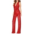 thumbnail image 7 of Ankishi Halter Jumpsuit Deep V Sequin Jumpsuits Halter Cowl Neck Backless Romper for Daily Wear Dating Party, 7 of 7
