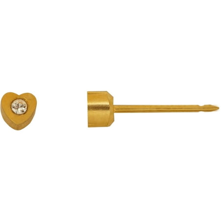 Blomdahl Ear Piercing - Home Ear Piercing Kit with 24kt Gold-Plated Stainless Steel Heart with Crystal Earring