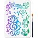 thumbnail image 1 of Plantilla de notas musicales con diseño floral (11,7 × 8,3 pulgadas) con pincel. Plantilla reutilizable de notas pentatónicas con temática musical., 1 of 9