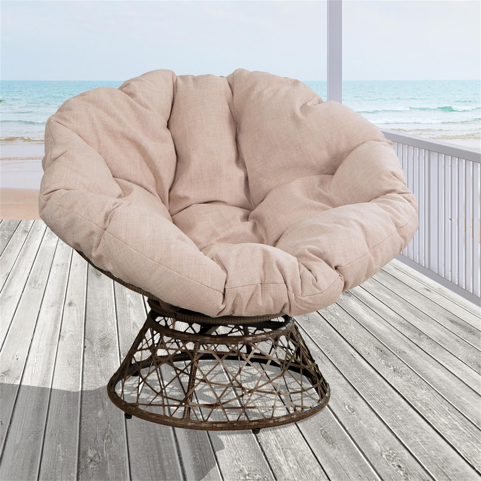 NiamVelo 35inch Rattan Papasan Chair 360Degree Swivel Papasan Chair