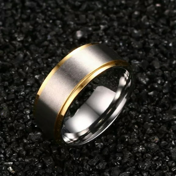 316L Stainless Steel Silver Brushed Gold Plating Bands Men Women's Couple Rings