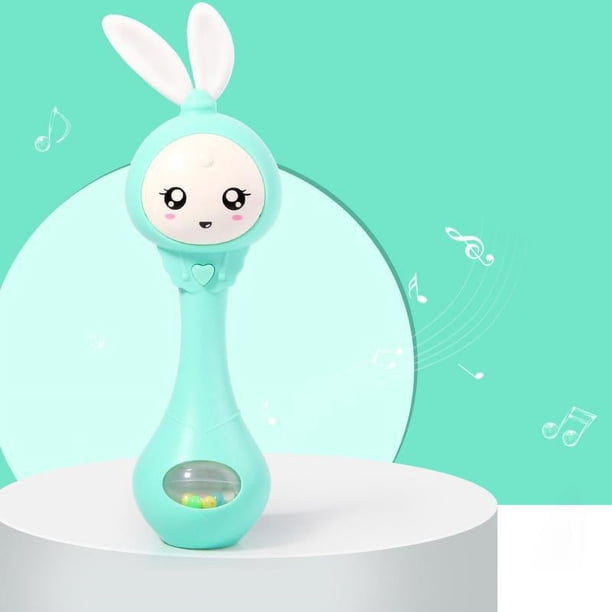 Baby Music Flashing Rattle Toys Rabbit Teether Hand Bells, Mobile Infant Stop Weep Tear Rattles Newborn Early Educational Toy