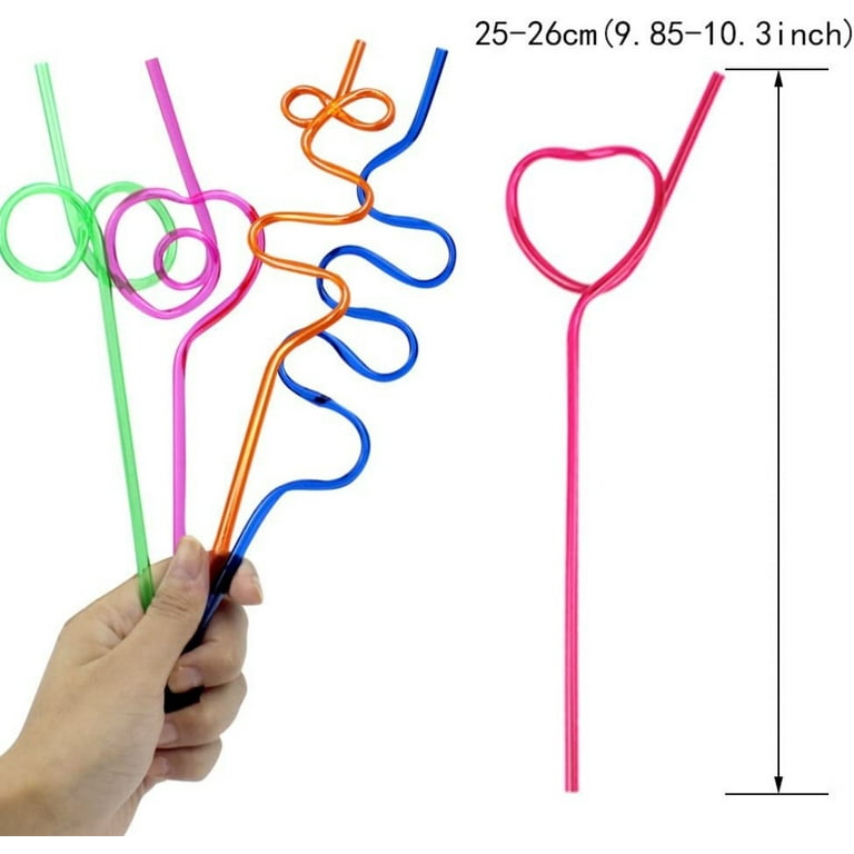 Fiesta First 20 Premium Long Crazy Silly Straws for Kids/Adults Pink,  Twisty Twirly Fun Colorful Party Spiral Drinking Straws, Recyclable Plastic  BPA