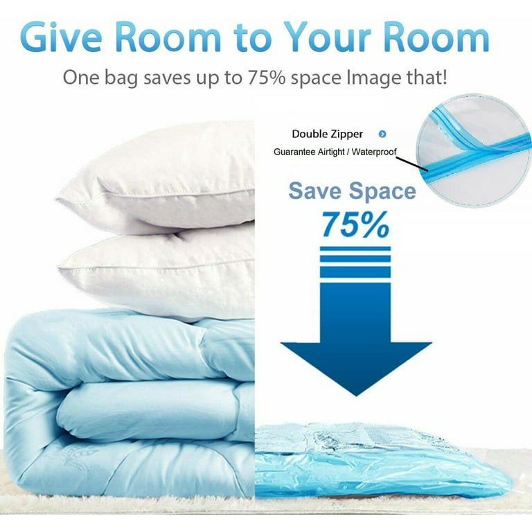 6 Pack: The Largest Super Jumbo Vacuum Seal Space Saver Storage Cleaners  Bag 40X53 Space Organizer Bag QQbed