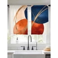 thumbnail image 2 of Abstract Graffiti Sheer Curtains for Living Room Bedroom, Light-filtering Sheer Curtain, Vintage Art Orange Blue Gold Lines LigRod Pocket Voile Window Treatment Drapes, 52’’Wx54’’L, 2 Panels Set, 2 of 7