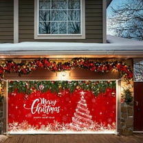 BAOPAI Large Red Nylon Christmas Garage Door Cover Decorations for Indoor Outdoor Holiday Parties with Festive Atmosphere and Easy Installation