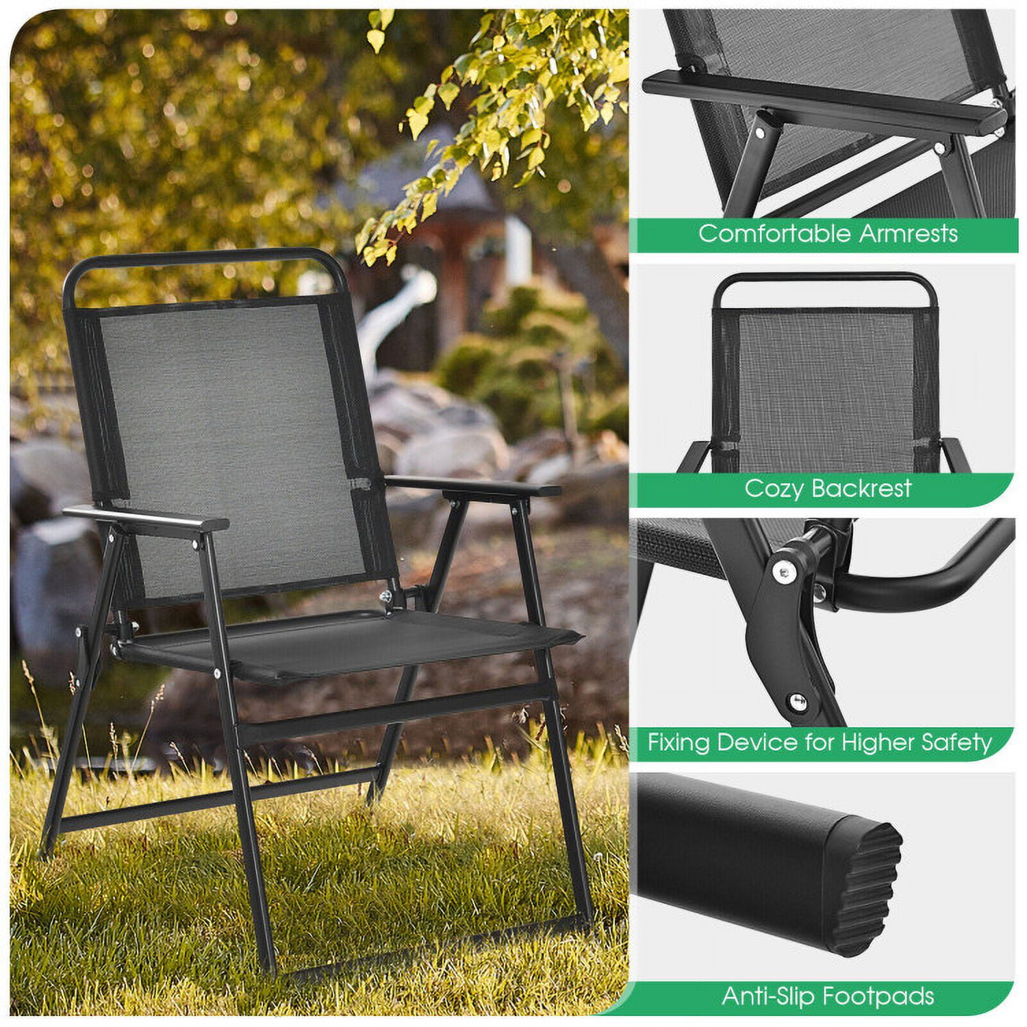 Aimee Lii Set of 2/4/6 Outdoor Folding Chairs with Breathable Seat, Outdoor Patio Set, Set of 6 Aimee Lii Set of 2/4/6 Outdoor Folding Chairs with Breathable Seat, Outdoor Patio Set, Set of 6