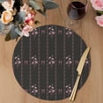 thumbnail image 3 of Spring Floral Round 13 Inch Placemats Set of 8, Vintage Bohemia Flowers Leaves Bows Black HeatResistant Non Slip Place Mats for Dining Table, Wipeable Braided Kitchen Table Mats for Housewarming, 3 of 9