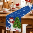 thumbnail image 5 of Navy Blue Christmas Table Runner 36 Inches Long Farmhouse Dress Scarves, Snowman Xmas Tree Ball Snowflake Dining Tablerunner for Coffee Table/Kitchen Island/Party Décor, Small 13" x 36", 5 of 8