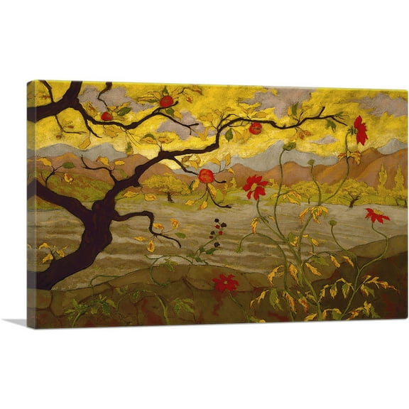 ARTCANVAS Landscape Painting Apple Tree With Red Fruit 1902 Canvas Art Print by Paul Ranson - Size: 12" x 8" (0.75" Deep)