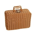 thumbnail image 4 of Rural Faux Rattan Picnic Basket Decorative Box Woven Rattan Basket with Handle Rattan Storage Serving Basket for Camping Hiking Fruits Bread, 4 of 10