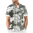 thumbnail image 2 of Mens Manga Corta Botón Abajo Camisas Gira Cuello Impresión Casual Blusa, Camisas de Verano para Hombre, 2 of 5