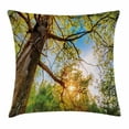 thumbnail image 1 of Forest Home Decor Throw Pillow Cushion Cover, Vibrant Summer Lights above Oaks Rural Angle Freshness Sky Panorama Art, Decorative Square Accent Pillow Case, 18 X 18 Inches, Green Brown, by Ambesonne, 1 of 2