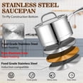 thumbnail image 4 of Rorence 2.5 QT Stainless Steel Saucepan with Transparent Glass Lid, Induction Compatible Sauce Pan, 4 of 8