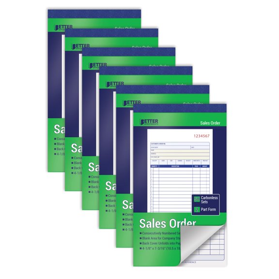 Libros de pedidos de venta Better Office Products, paquete de 6, 300 juegos