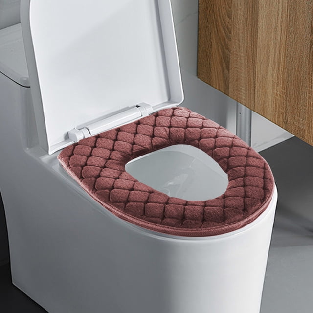 Funda de asiento de inodoro de felpa | Cojín de asiento de inodoro de invierno engrosado | Poliéster Lavable, Confort Suave, Higiénico y Duradero | Se adapta a 16.9x14.5in, fácil instalación, gris