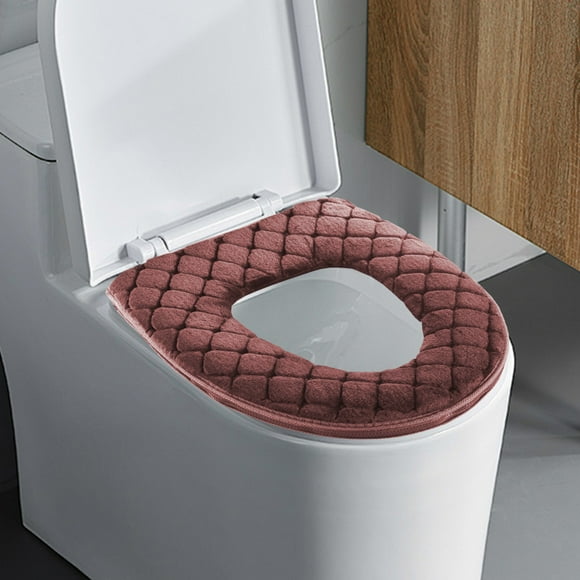 Funda de asiento de inodoro de felpa | Cojín de asiento de inodoro de invierno engrosado | Poliéster Lavable, Confort Suave, Higiénico y Duradero | Se adapta a 16.9x14.5in, fácil instalación, gris